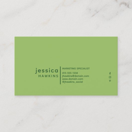 Carte De Visite Cool tendance Forêt moderne et lumière Moss Green (Devant)