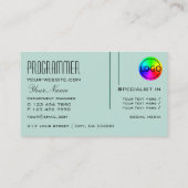 Carte De Visite Cool Turquoise moderne Dark Light avec logo profes (Dos)