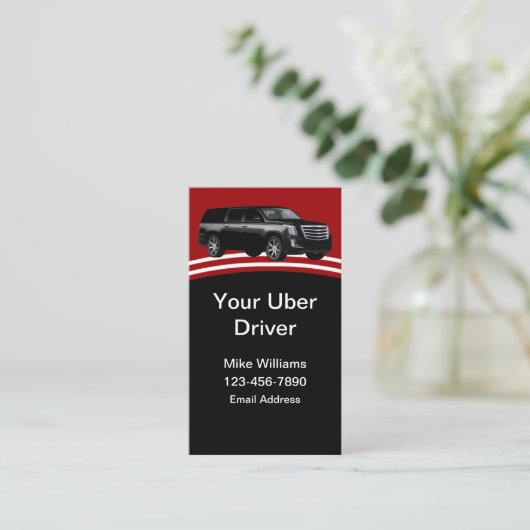 Carte De Visite Cool Uber Driver automobile unique (Debout devant)