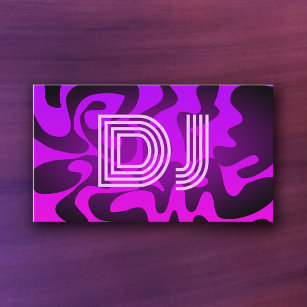 Carte De Visite Cool Vaporwave Neon Font Lilac Purple Music DJ
