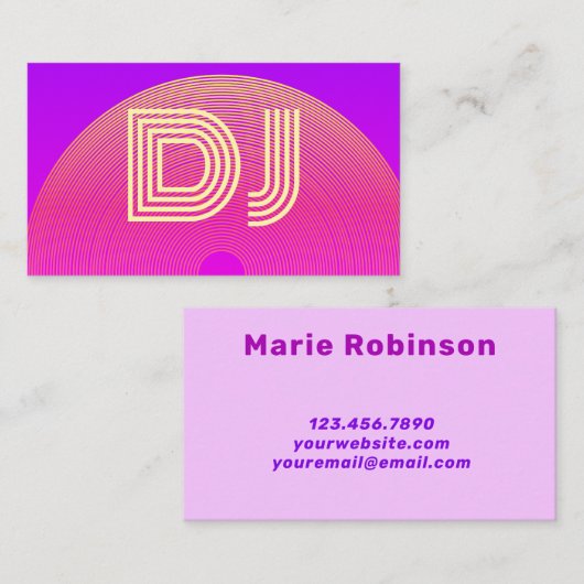 Carte De Visite Cool Vaporwave Pink Lilac Jaune Violet DJ (Devant / Derrière)