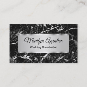 Carte De Visite Coordonnateur de mariage Fond en marbre noir éléga