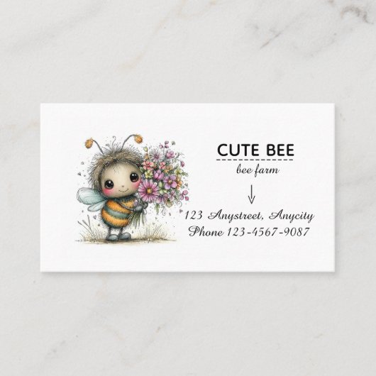 Carte De Visite Copain de l'abeille en fleurs (Devant)