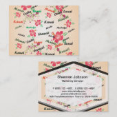 Carte De Visite Copie d'Hawaï Aloha avec des fleurs et des noms (Devant / Derrière)