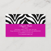 Carte De Visite Copie élégante de zèbre (Dos)