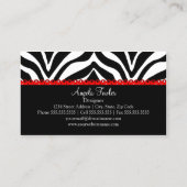 Carte De Visite Copie élégante de zèbre et dentelle rouge (Dos)