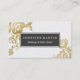 Carte De Visite Copie florale de Faux d'or de rose moderne simple
