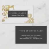 Carte De Visite Copie florale de Faux d'or de rose moderne simple (Devant / Derrière)