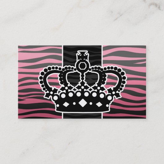 Carte De Visite Copie rose et noire de princesse Girly de zèbre (Devant)