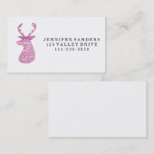 CARTE DE VISITE COPIE TRIBALE DE CERFS COMMUNS DE HIPPIE - ROSE (Devant / Derrière)