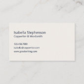 Carte De Visite Copywriter Freelance Writer Modern Navy Blue White (Dos)