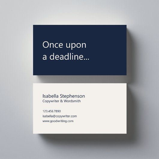 Carte De Visite Copywriter Freelance Writer Modern Navy Blue White