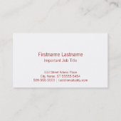 Carte De Visite Coq de rouge de style d'impression typographique (Dos)