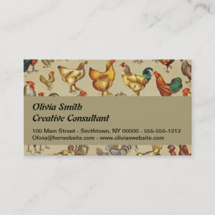 Carte De Visite Coq Poulet de la ferme Volaille animale Pays