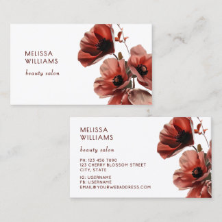 Carte De Visite Coquelicots Fleurs Blanches