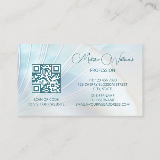 Carte De Visite Coques holographiques turquoise Iridescentes (Dos)