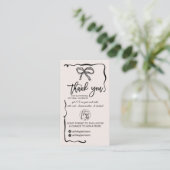 Carte De Visite Coquette Bow Logo QR Thank You Order Small (Debout devant)