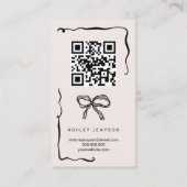 Carte De Visite Coquette Bow Logo QR Thank You Order Small (Dos)