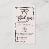 Carte De Visite Coquette Bow Logo QR Thank You Order Small (Devant)