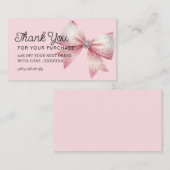 Carte De Visite coquette bow merci pour votre achat (Devant / Derrière)