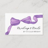 Carte De Visite Coquette Purple Bow Beauty QR Code (Devant)