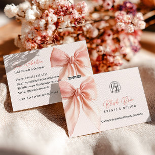 Carte De Visite Coquette rose pâle Bow Élégant Événements Concepti