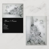 CARTE DE VISITE COQUILLAGES AVEC JEUNE FILLE (Devant / Derrière)