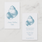Carte De Visite Coquille de mer bleue serene (Devant / Derrière)