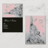 Carte De Visite COQUILLES DE MER Papier Perle Rose (Devant / Derrière)