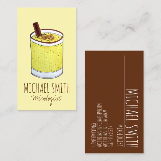 Carte De Visite Coquito Portoricain Eggnog Bartender Mixologue (Devant / Derrière)