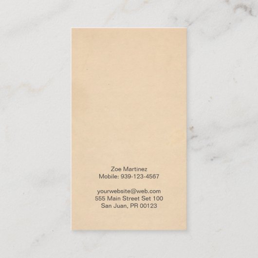 Carte De Visite Coquito Rustic Modern (Dos)