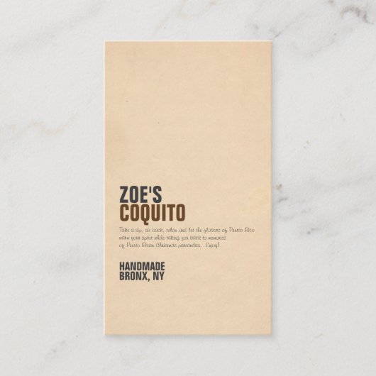 Carte De Visite Coquito Rustic Modern (Devant)