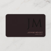 Carte De Visite Corail Bourgogne Foncé Noir Monogramme Code QR Mod (Devant)