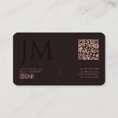 Carte De Visite Corail Bourgogne Foncé Noir Monogramme Code QR Mod (Dos)