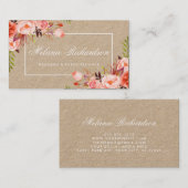 Carte De Visite Corail d'aquarelle de Papier d'emballage floral (Devant / Derrière)