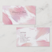 Carte De Visite Corail et aquarelle rose rayé (Devant / Derrière)