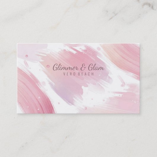 Carte De Visite Corail et aquarelle rose rayé (Devant)