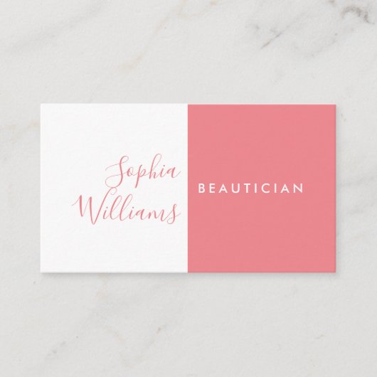 Carte de visite corail et blanche de style minimal (Devant)