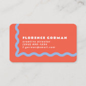 Carte De Visite Corail et cadre bleu poussiéreux (Devant)