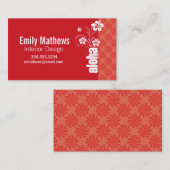 Carte De Visite Corail et remous rouge ; Aloha (Devant / Derrière)