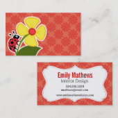 Carte De Visite Corail et remous rouge ; Coccinelle (Devant / Derrière)