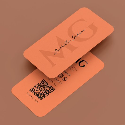 Carte De Visite Corail marin Élégant minimal Monogramme moderne