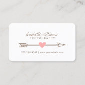 Carte De Visite Corail rose et Brown coeur et flèche (Devant)