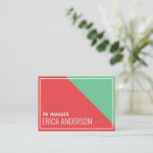 Carte De Visite Corail rose minimal et vert menthe d'aqua (Debout devant)