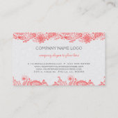 Carte De Visite Corail-Rouge & Blanc Floral Paisley Lace (Dos)