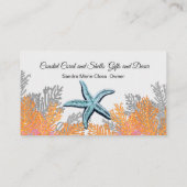 Carte De Visite Coral Gris Gris Turquoise Amidon Simple Côtier (Dos)