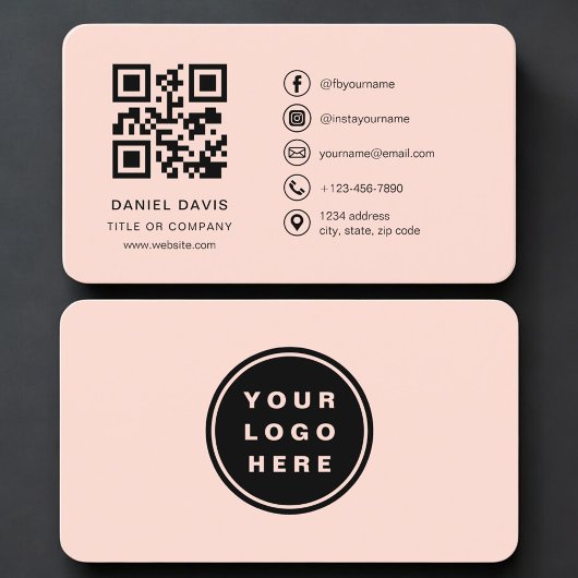 Carte De Visite Coral Logo QR Code Professional