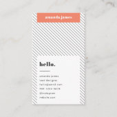 Carte De Visite Coral moderne Diagonal Stripe élégant tendance (Devant)