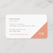 Carte De Visite Coral Peach rose Monogramme élégant tendance moder (Dos)