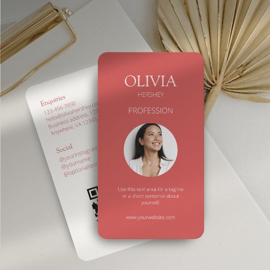 Carte De Visite Coral Photo Social QR Code